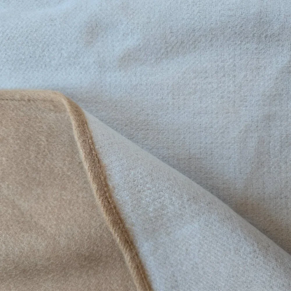 NWT Saks Reversible Merino Wool Wrap Tan & Ivory